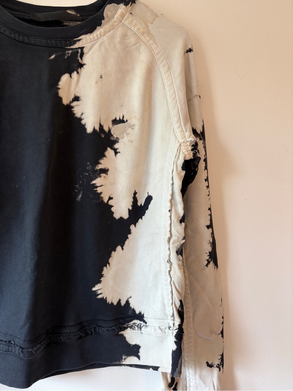 Haider Ackermann Sweatshirt Black & Cream Tie Dye Distressed Designer Size S - Picture 6 of 9